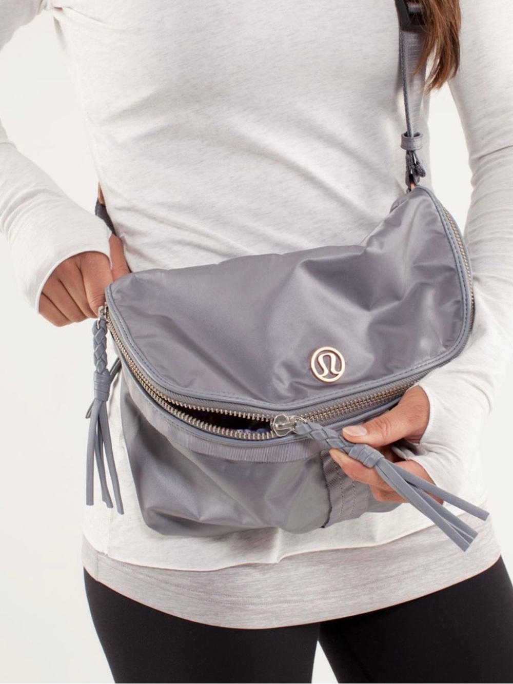 lululemon athletica gray crossbody belt bag